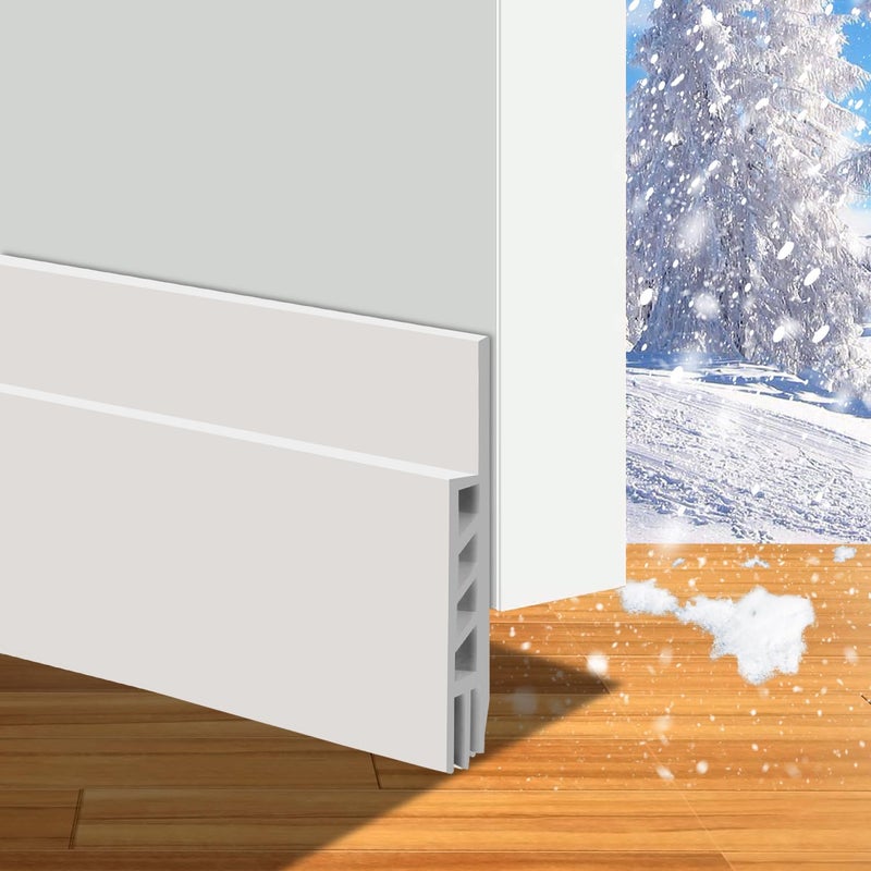 Suptikes 2 Pack Door Draft Stopper Door Sweep for Exterior & Interior Doors Door Bottom Seal Dust and Noise Insulation Weather Stripping Draft Guard Insulator  1.8"" W x 37"" L White - Image 1